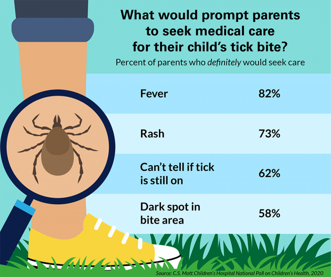 What would prompt parents to seek care for their child's tick bite?