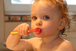 toddler brushing teeth